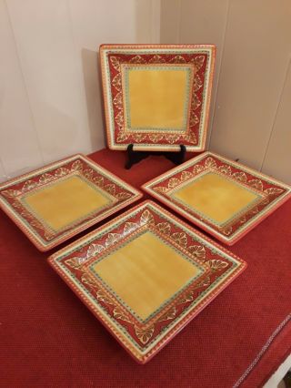 4 Tabletops Unlimited Tangier Square Dinner Plate Espana 10 3/4 "