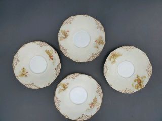 Antique Ohme Silesia Old Ivory Porcelain Holly Berry - 4 Saucers
