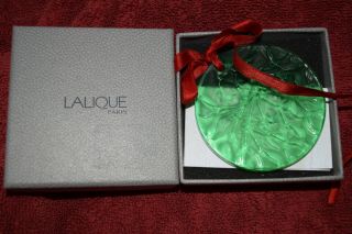 Lalique Limited Edition Emerald Green Mistletoe 1990 Christmas Ornament