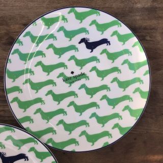 (2) Kate Spade Wickford Dachshund Dog Turquoise 9 Inch Plates Green & Blue 3