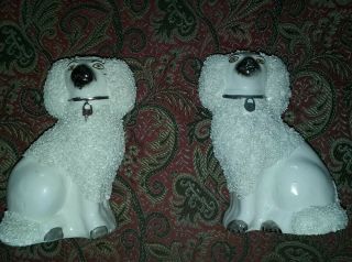 Small Antique " Coleslaw " Staffordshire Poodles