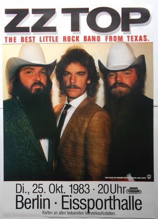 Zz Top Best Little Rock Band Rare 1983 Official German Concert Poster