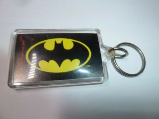 Batman 1989 Tim Burton Movie Logo Bat Signal Keychain Key Ring Vintage Acrylic