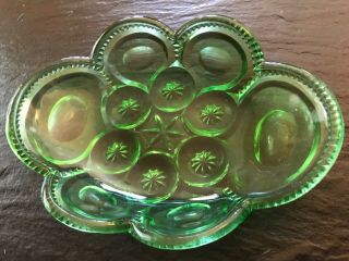 Le Smith Moon And Stars Emerald Green Oval Scalloped Glass Candy Dish