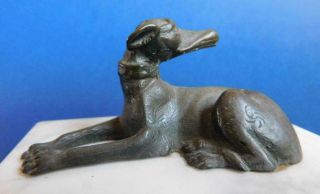 Small Art Deco Greyhound Dog On Marble Plinth Statue Paperweight