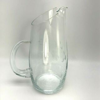 Princess House Heritage Pitcher 9.  5 " 48 Oz.  Clear Blown Glass & Etched Flowers