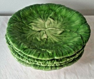 4 Vintage Vietri 7 " Salad Plates Green Lettuce Made In Italy Majolica