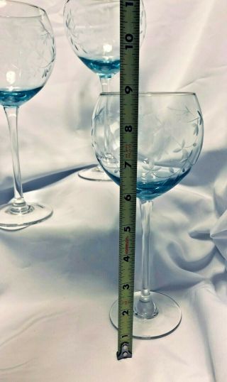 Lenox HEATHER BLUE Balloon Wine Glass Etched Leaf Vine Pattern 4