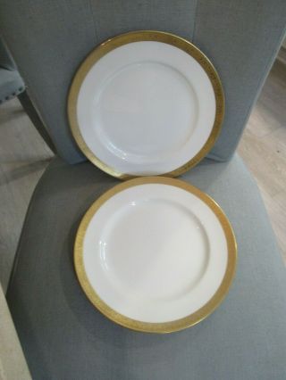 (2) Antique Lenox For Tiffany & Co Gold Embossed Rim Dinner Plates -