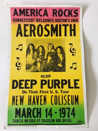 Vintage Tribune Showprint Poster Aerosmith,  Deep Purple Haven 1974