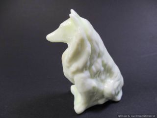 Mosser Collie / Sheltie White Cream Glass Dog Figurine Paperweight