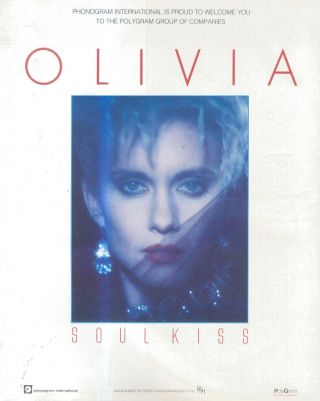 (sfbk74) Poster/advert 13x11 " Olivia Newton John : Soul Kiss