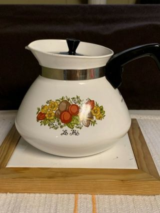 Corning Ware Spice Of Life Stovetop Coffee/ Teapot With Lid 6 Cup P - 104