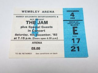 The Jam - Concert Ticket Stub - 4th December 1982 -