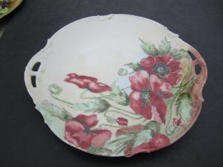 Antique 1909 Limoges France Artist Signed Harrow Red Poppy Flowers 10.  5 " Plate