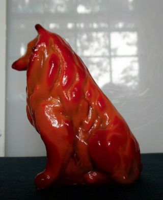 Mosser Collie / Sheltie Red/orange Slag Glass Dog Figurine Paperweight