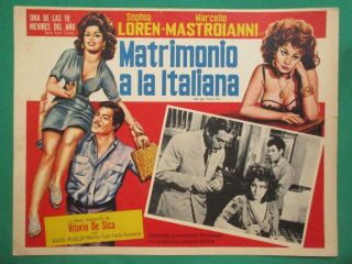 Sophia Loren Marriage Italian Style Breasts Sexy Spanish Mexican Lobby Card 1