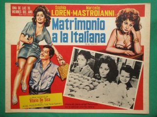 Sophia Loren Marriage Italian Style Breasts Sexy Spanish Mexican Lobby Card 2