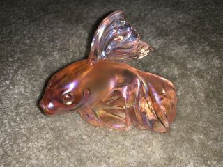 Scott K.  Fenton 2002 Glass Messenger Carnival Pink Iridescent Koi Fish Figurine