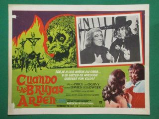 The Conqueror Worm Horror Vincent Price Burning Cross Orig Mexican Lobby Card 2