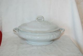 Antique Ironstone Lidded Oval Dish