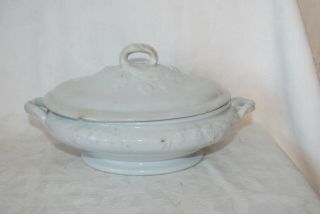 Antique Ironstone Lidded Oval Dish 3