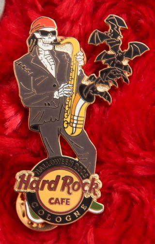 Hard Rock Cafe Pin Cologne Halloween Skeleton Saxophone Skull Logo Musician