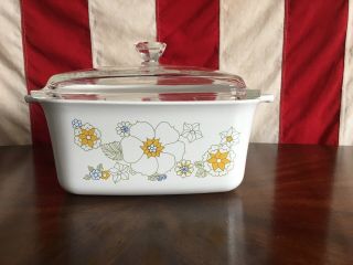 Corning Ware W/lid - Floral Bouquet - 1 - 1/2 Quart Baking Dish / Loaf Pan P - 4 - B