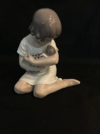 Vintage Royal Copenhagen Porcelain Figurine " Girl With Doll In Arms " 1938