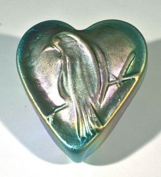 Robert Held Art Glass Bird Heart Paperweight Signed Rhag