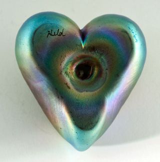 Robert Held art glass bird heart paperweight signed RHAG 2