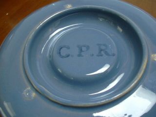 Rare C.  P.  R.  Medalta Ashtray with match holder with C.  P.  R.  steel blue glaze 2