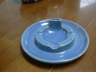 Rare C.  P.  R.  Medalta Ashtray with match holder with C.  P.  R.  steel blue glaze 5
