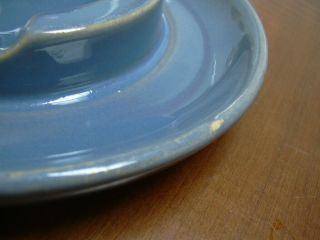 Rare C.  P.  R.  Medalta Ashtray with match holder with C.  P.  R.  steel blue glaze 6
