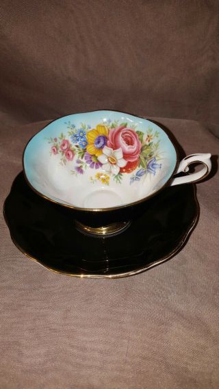 Royal Albert Milady Series Teacup & Saucer.  Rare Turquoise Color.  England