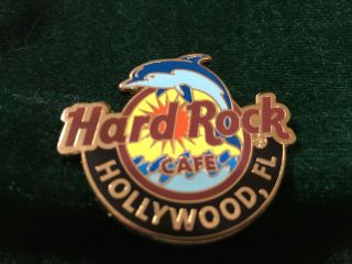 Hard Rock Cafe Pin Hollywood Fl Global Logo Series Dolphin Jumping Over Sun