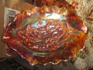 Imperial Glass Vintage Pansy Marigold Carnival Glass Pickle Dish 2