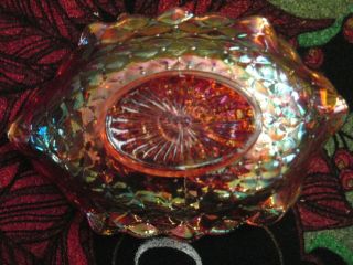 Imperial Glass Vintage Pansy Marigold Carnival Glass Pickle Dish 3