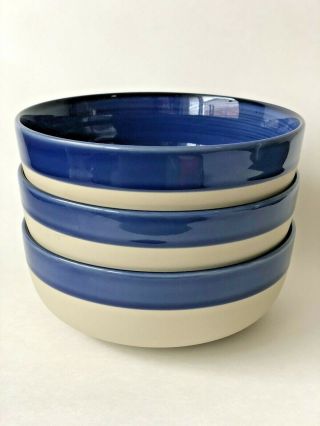 Royal Doulton Ellen Degeneres Brushed Glaze Blue & Beige Bowls,  Set Of 3