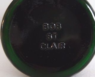 Bob St.  Clair Art Glass Green Carnival OWL Toothpick Holder Iridescent Marked 6