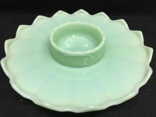Jadeite Green Glass Chip & Dip Hobnail Candy Desert Plate Platter Tray Jade Milk