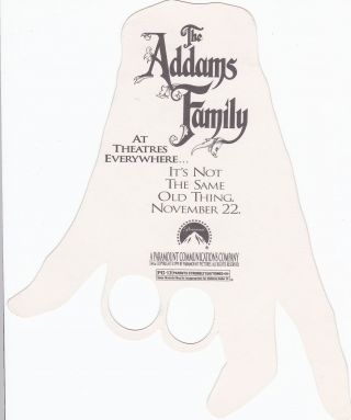 The Addams Family Promotional cardboard Thing hand Puppet 1991 2