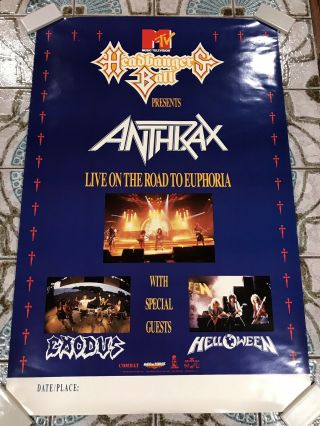 Anthrax Headbangers Ball Live Road To Euphoria Exodus Helloween Concert Poster