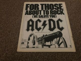 (rsm21) Advert/poster 12x10 " Ac/dc : For Those About To Rock