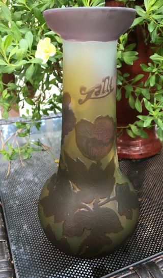 Galle Tip Cameo Art Glass Vase