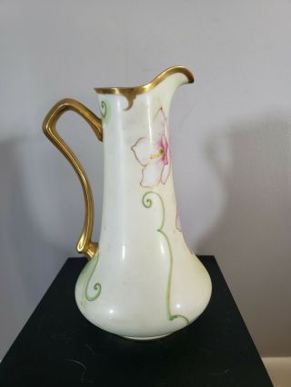 Antique Limoges France Hand Painted gold trim pitcher collectible 5