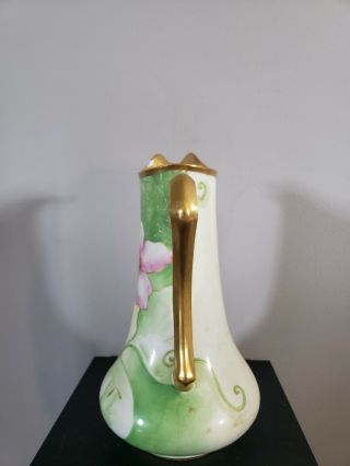 Antique Limoges France Hand Painted gold trim pitcher collectible 6