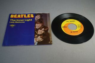 Vintage 45 Rpm Record - The Beatles Lady Madonna W/ Picture Sleeve