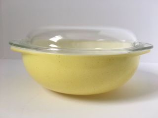 Vintage Pyrex Desert Dawn Yellow 2 Qt Quart Round Casserole Dish With Lid 024