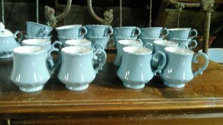 4 Metlox Vernonware California Hand Painted True Blue Coffee/tea/cocoa Mugs Htf